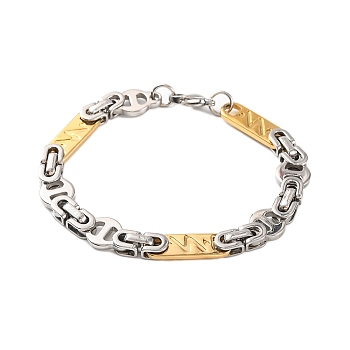 304 Stainless Steel Byzantine Chain Bracelets, with 201 Stainless Steeel Findings, Golden & Stainless Steel Color, 8-3/8 inch(21.2cm)