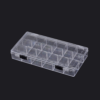 Plastic Bead Storage Containers, 18 Compartments, Rectangle, Clear, 20.5x11.5x3cm