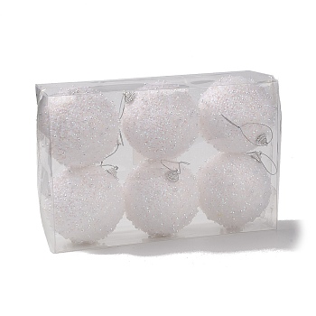 Christmas Ball Foam & Plastic Imitation Pearl Pendant Decoration, for Christmas Tree Hanging Ornaments, WhiteSmoke, 141~150x80~82mm, 6pcs/box