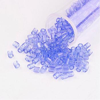 11/0 Two Cut Round Hole Glass Seed Beads, Hexagon, Transparent Colours, Lilac, 2x2mm, Hole: 0.5mm, about 41000pcs/pound