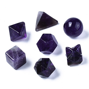 Natural Amethyst Beads, No Hole/Undrilled, Chakra Style, for Wire Wrapped Pendant Making, 3D Shape, Round & Cube & Triangle & Merkaba Star & Bicone & Octagon & Polygon, 13.5~21x13.5~22x13.5~20mm