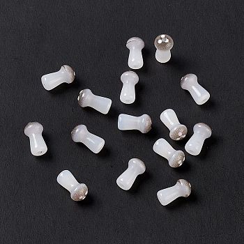 Opaque Glass Beads, Mushroom, Light Grey, 8x4.5mm, Hole: 1mm, about 96~98pcs/bag
