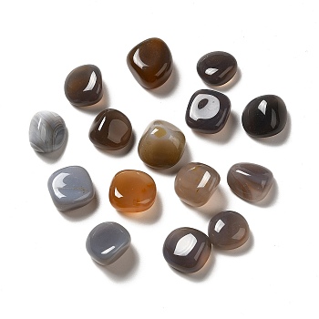 Natural Grey Agate Beads, Tumbled Stone, Healing Stones for 7 Chakras Balancing, Crystal Therapy, Vase Filler Gems, No Hole/Undrilled, Nuggets, 17~30x15~27x8~22mm