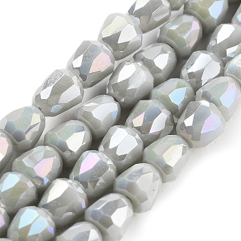 Electroplate Glass Beads Strands, Faceted, Bell, Gainsboro, 4x3.5~4mm, Hole: 1mm, about 98pcs/strand, 13.70''(34.8cm)