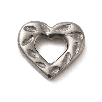 304 Stainless Steel Linking Rings, Textured Heart, Stainless Steel Color, 11.5x13x2.5mm, Inner Diameter: 4.5x6mm