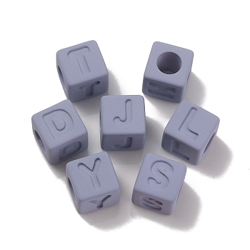 Rubberized Style Transparent Acrylic Beads, Square, Gray, 12x12x12mm, Hole: 7mm