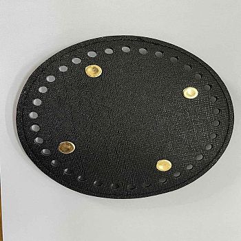 Imitation Leather Bag Bottom, Flat Round, Black, 14x1cm, Hole: 5mm