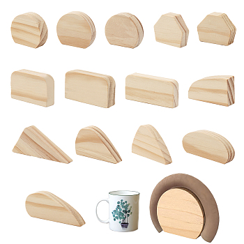 Wood Handle Molds for Porcelain Mug Making, Triangle/Rectangle/Flat Round, Blanched Almond, 27.5~49x43~85x14.5mm, 14pcs/set