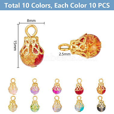 100Pcs 10 Color Crackle Glass Charms(PALLOY-AB00223)-2