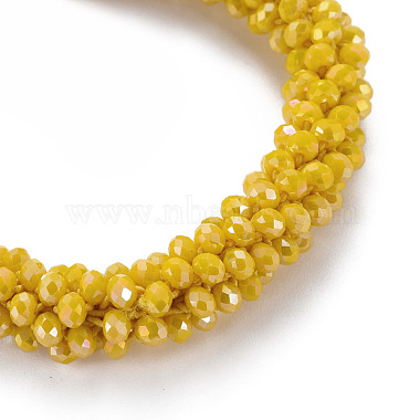AB Color Plated Faceted Opaque Glass Beads Stretch Bracelets(BJEW-S144-003D-05)-3