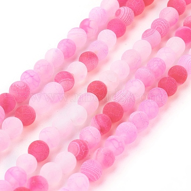 6mm HotPink Round Crackle Agate Beads