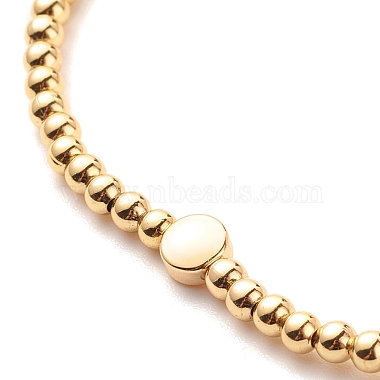 Brass Round Beaded Stretch Bracelet with Flat Round for Women(BJEW-JB07607)-4