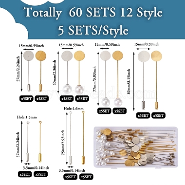 60 Sets 12 Style Brass Stick Lapel Pins(KK-TA0001-25)-4