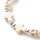 bracelet extensible en perles de turquoise synthétique (teint) avec croix et tête de mort(BJEW-JB08451-01)-5