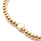 Brass Round Beaded Stretch Bracelet with Flat Round for Women(BJEW-JB07607)-4