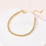 Round Brass Beaded Bracelets for Women, Real 18K Gold Plated, 7.24 inch(18.4cm), beads: 4mm(BJEW-H640-04B-G)