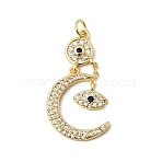 Brass Micro Pave Cubic Zirconia Pendants, Long-Lasting Plated, Rack Plating, Lead Free & Cadmium Free, Moon Charms, Real 18K Gold Plated, 31mm, Jump Ring: 5x0.8mm, Inner Diameter: 3.4mm
(KK-H267-074G)