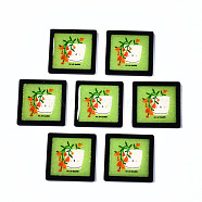 Printed Acrylic Pendants, with Glitter Powder, Square with Flower, Light Green, 33x33x2mm, Hole: 1.5mm(KY-S163-351)