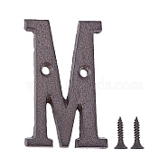 Iron Home Address Number, with 2pcs Screw, Letter.M, 76x48x5mm, Hole: 5.2mm(AJEW-WH0126-25M)