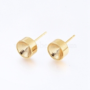304 Stainless Steel Stud Earring Settings, for Pointed Back Rhinestone, Golden, Fit for 7mm Rhinestone, 15x8mm, Pin: 0.8mm(STAS-I088-H-01G)