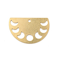 Brass Pendants, Half Round with Phase of the Moon, Golden, 20x30x0.5mm, Hole: 2mm(KK-G423-11G)