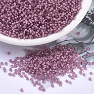 MIYUKI Round Rocailles Beads, Japanese Seed Beads, 11/0, (RR1931) Semi-Frosted Light Raspberry Lined Crystal, 2x1.3mm, Hole: 0.8mm, about 1111pcs/10g(X-SEED-G007-RR1931)