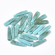Acrylic Pendants, Imitation Gemstone, teardrop, Dark Turquoise, 20x5x2.5mm, Hole: 1mm(X-OACR-S022-38B)