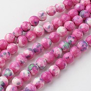 Natural Ocean White Jade Bead Strands, Round, Dyed, Deep Pink, 8mm, Hole: 1mm, about 50pcs/strand, 15.7 inch(400mm)(G-G916-8mm-06)