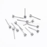 304 Stainless Steel Stud Earring Settings, Stainless Steel Color, 13.5x3mm, Tray: 2mm, Pin: 0.8mm(STAS-H376-96)