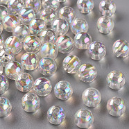 Transparent Acrylic Beads, AB Color Plated, Round, Clear, 8x7mm, Hole: 2mm, about 1745pcs/500g(MACR-S370-B8mm-205)