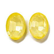 Glass Rhinestone Cabochons, Point Back & Back Plated, Faceted, Oval, Jonquil, 14x10x5mm(RGLA-G021-02D-213DE)