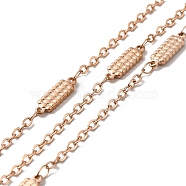 Ion Plating(IP) 304 Stainless Steel Rectangle Link Chains, with Spool, Soldered, Rose Gold, 14x4x1.5mm, 2.5x2x0.3mm, about 32.81 Feet(10m)/Roll(STAS-B041-10RG)