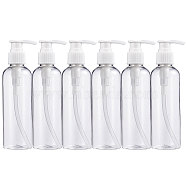 PET Plastic Cosmetic Lotion Pump Bottle Packaging, Refillable Bottles, Clear, 17.9x4.6cm,  Capacity: about 200ml (MRMJ-BC0001-36)