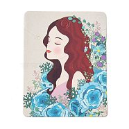 Rectangle Girl Print Paper Earring Necklace Display Card, Jewelry Display Card for Earring Necklace Storage, Sky Blue, 6.5x5x0.05cm, Hole: 5mm and 2.5mm(CDIS-M007-02E)