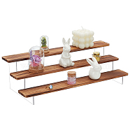 3-Tier Clear Acrylic Minifigures Display Riser, Wooden Tiered Organizer Holder for Models, Building Blocks, Doll Display Holder, Rectangle, Saddle Brown, Finishde Product: 16.6x39.7x11.5cm(ODIS-WH0043-73)