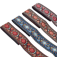 Elite 4 Bundles 4 Colors Flat Ethnic Style Polycotton Embroidered Floral Ribbon, for Gift Wrapping, Party Decorations, Mixed Color, 2 inch(51mm), about 2 yards/bundle, 1 bundle/color(OCOR-PH0002-47)
