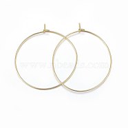 316 Surgical Stainless Steel Hoop Earrings, Ring, Real 18K Gold Plated, 21 Gauge, 35x0.7mm(X-STAS-P210-26G-01)