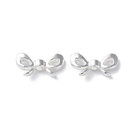 Alloy Beads, Long-Lasting Plated, Bowknot, Silver, 6x12x3mm, Hole: 1.6mm(PALLOY-F309-19S)