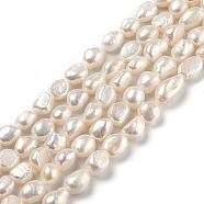Natural Cultured Freshwater Pearl Beads Strands, Rice, Bisque, 8.5~15x7~8mm, Hole: 0.7mm, about 33pcs/strand, 13.58 inch(34.5cm)(PEAR-L033-33D)