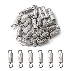 20 Sets Brass Screw Clasps, for Bracelet Making, Platinum, 14x3mm, Hole: 1.8mm(IFIN-YW0001-57P)