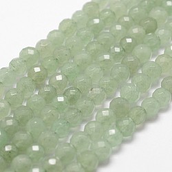 Natural Green Aventurine Beads Strands, Faceted, Round, 10mm, Hole: 1mm, about 37pcs/strand, 14.9 inch~15.1 inch(G-D840-29-10mm)