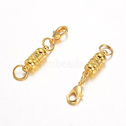 Eco-Friendly Oval Brass Magnetic Clasps, with Lobster Claw Clasps, Lead Free & Nickel Free, Golden, 17x6mm(KK-I603-01G)
