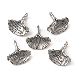 304 Stainless Steel Charms, Ginkgo Leaf Charm, Stainless Steel Color, 13x13x4mm, Hole: 4x2mm(STAS-A082-02P)
