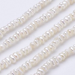 Natural Cultured Freshwater Pearl Beads Strands, Flat Round, Beige, 2~2.2x2.5~3.5x2.8~3.2mm, Hole: 0.5mm, about 202pcs/strand, 15 inch(PEAR-F004-67A)