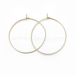 316 Surgical Stainless Steel Hoop Earrings, Ring, Real 18K Gold Plated, 21 Gauge, 35x0.7mm(X-STAS-P210-26G-01)