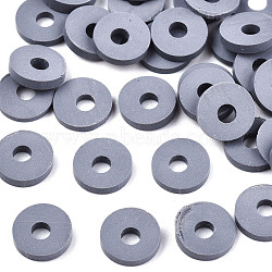 Handmade Polymer Clay Beads, for DIY Jewelry Crafts Supplies, Disc/Flat Round, Heishi Beads, Dark Gray, 8x1mm, Hole: 2mm, about 13000pcs/1000g(CLAY-Q251-8.0mm-62)