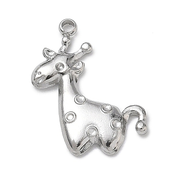 304 Stainless Steel Pendants, Giraffe Charms, Stainless Steel Color, 19x15x2mm, Hole: 1.4mm
