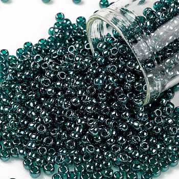 TOHO Round Seed Beads, Japanese Seed Beads, (108BD) Transparent Luster Teal, 8/0, 3mm, Hole: 1mm, about 1110pcs/50g