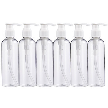 PET Plastic Cosmetic Lotion Pump Bottle Packaging, Refillable Bottles, Clear, 17.9x4.6cm,  Capacity: about 200ml 