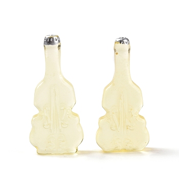 Violin Shape Dummy Wine Bottle Resin Cabochon, Yellow, 36.5x17x8mm